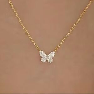 Dazzling Gold Butterfly Necklace